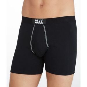 Saxx Black Boxer Shorts with Ballpark Pouch.